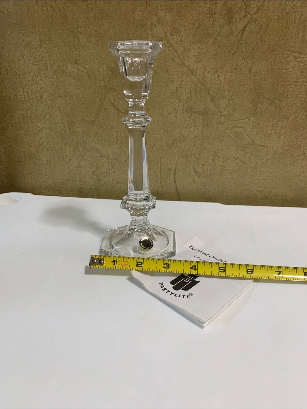 Partylite 8” Venice Taper Lead Crystal Candle Holder  P7365 NEW in Box